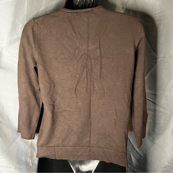 Cable & Gauge brown button-up sweater cardigan. 3/4-sleeve. Size Small. - Picture 2 of 6
